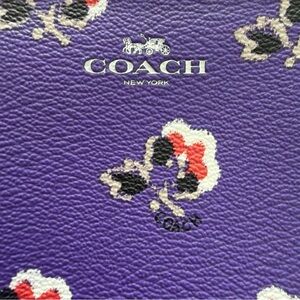Coach Purple Wristlet Wallet with Floral Pattern